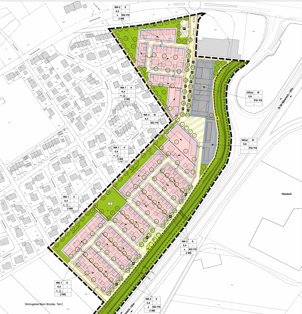 Bebauungsplan des Baugebiet "Im Eiland" In Neu-Ulm Beim Brückle Baugebiet Ulm Donaustetten